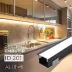 Perfil Led Alumínio Embutir 17mm x 14mm - Ref - 201