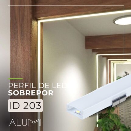 Perfil Led Alumínio Linear Sobrepor 17mm x 7,5mm - Ref: 203