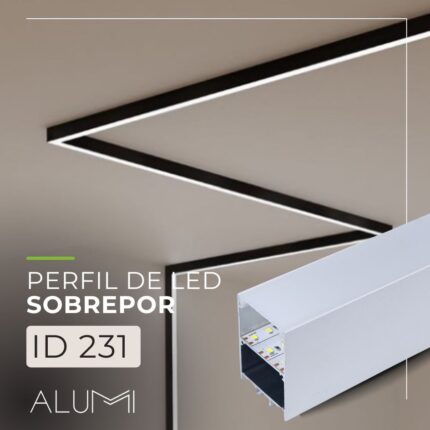 Perfil Led Alumínio Linear Sobrepor 35mm X 50mm Ref: 231