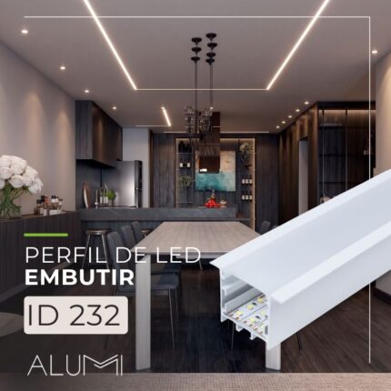Perfil Led Alumínio Linear Embutir 50mm X 35mm REF:232
