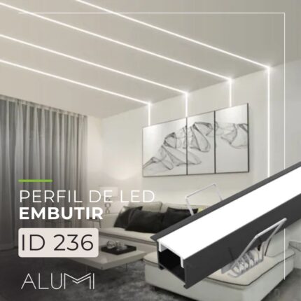Perfil Led Alumínio Embutir 25mm x 14mm - Ref: 236