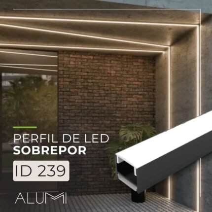 Perfil Led Alumínio Linear Sobrepor 17mm x 14mm - Ref: 239