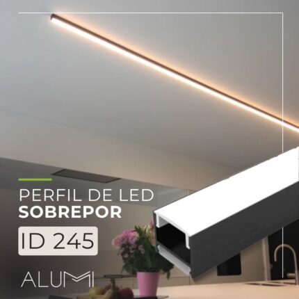 Perfil Led Alumínio Linear Sobrepor 20mm x 24,5mm Ref:245