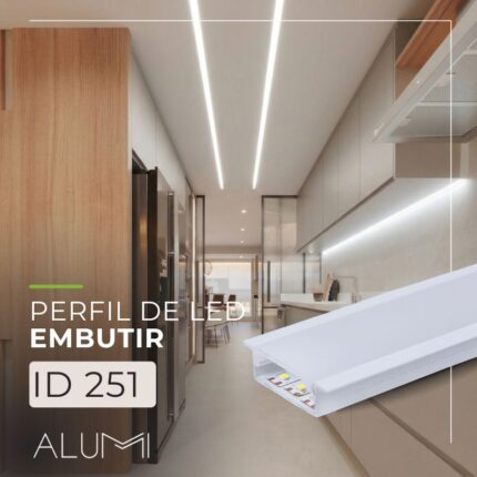 Perfil Led Alumínio Embutir 46mm x 12mm - Ref: 251