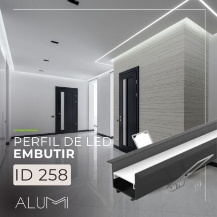 Perfil Led Alumínio Embutir 35mm x 19mm 258
