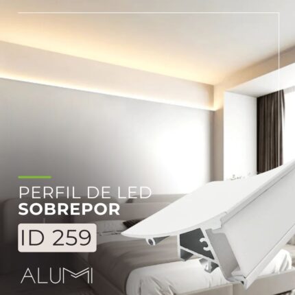 Perfil Led Alumínio Linear Sobrepor 22mm X 49mm - REF259
