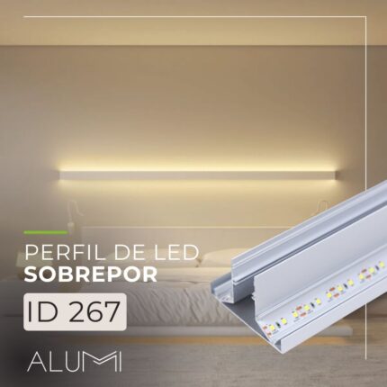 Perfil Led Alumínio Linear Sobrepor Luz Indireta 65mm x 40mm - REF267