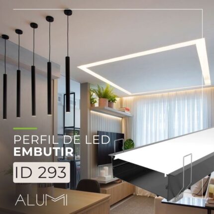 Perfil Led Alumínio Embutir 116mm x 35mm REF293