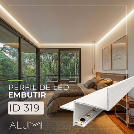 Perfil Led Alumínio Linear Embutir Tabica 47mm x 40mm REF 319