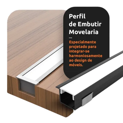 Perfil Led Alumínio Linear Embutir 17mm x 14mm - Ref - 201 - Imagem 4