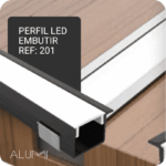 Perfil Led Alumínio Linear Embutir 17mm x 14mm - Ref - 201