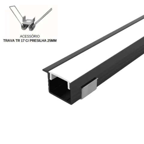 Perfil Led Alumínio Linear Embutir 17mm x 14mm - Ref - 201 - Imagem 3