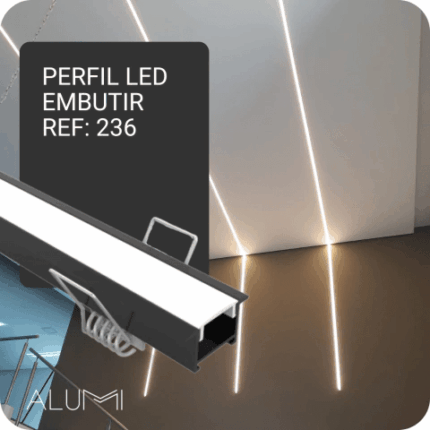 Perfil Led Alumínio Linear Embutir 25mm x 14mm - Ref: 236