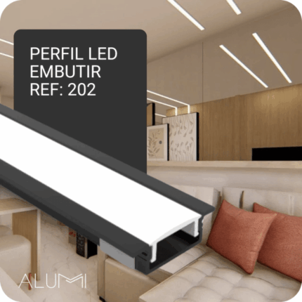 Perfil Led Alumínio Linear Embutir 25mm x 7,5mm - Ref: 202