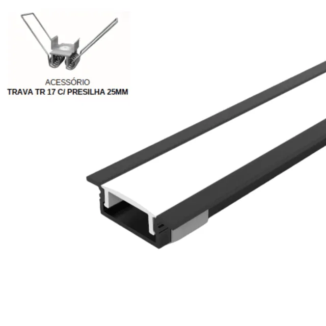 Perfil Led Alumínio Linear Embutir 25mm x 7,5mm - Ref: 202 - Imagem 3