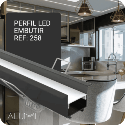 Perfil Led Alumínio Linear Embutir 35mm x 19mm 258