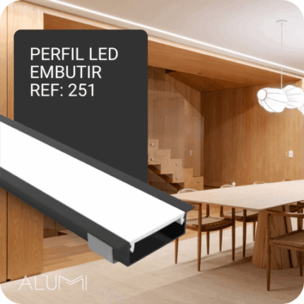 Perfil Led Alumínio Linear Embutir 46mm x 12mm - Ref: 251