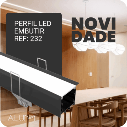 Perfil Led Alumínio Linear Embutir 50mm X 35mm REF:232
