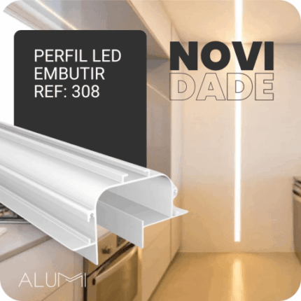 Perfil Led Alumínio Linear Embutir No Frame 82mm X 34mm REF:308