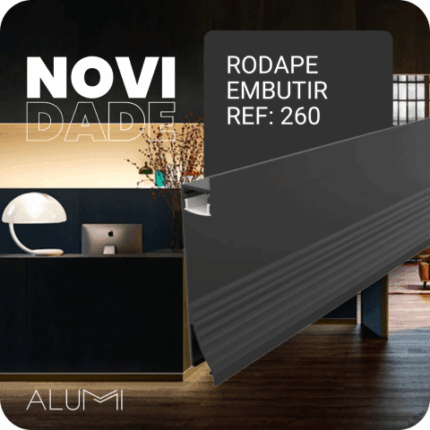 Perfil Led Alumínio Linear Rodapé De Embutir 18,8mm x 89mm - Ref - 260