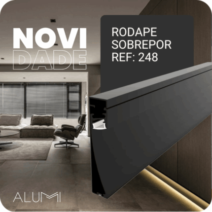 Perfil Led Alumínio Linear Rodapé Sobrepor 20mm X 100mm REF:248