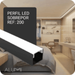 Perfil Led Alumínio Linear Sobrepor 17mm x 14mm - Ref- 200
