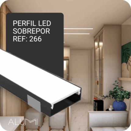 Perfil Led Alumínio Linear Sobrepor 35mm x 12mm - Ref: 266