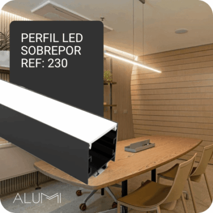 Perfil Led Alumínio Linear Sobrepor 35mm x 35mm - Ref: 230