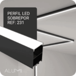 Perfil Led Alumínio Linear Sobrepor 35mm X 50mm Ref: 231