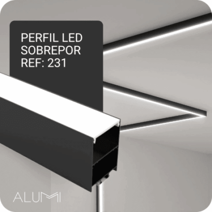 Perfil Led Alumínio Linear Sobrepor 35mm X 50mm Ref: 231