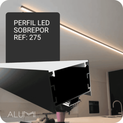 Perfil Led Alumínio Linear Sobrepor 46mm X 35mm - REF275