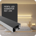 Perfil Led Alumínio Linear Sobrepor 50mm x 24,5mm - Ref: 249