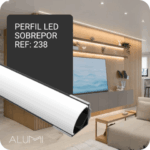 Perfil Led Alumínio Linear Sobrepor Canto 17mm x 17mm - Ref: 238