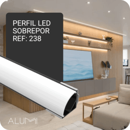 Perfil Led Alumínio Linear Sobrepor Canto 17mm x 17mm - Ref: 238