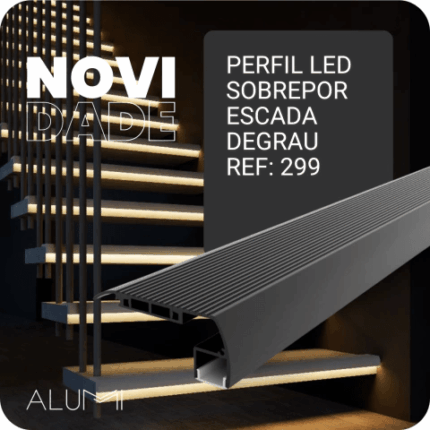 Perfil LED de Alumínio Linear para Escada e Degrau 75mm x 30mm